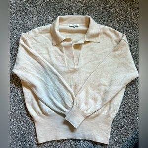 Madewell 100% merino wool cream crop sweater